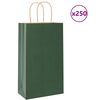 vidaXL Paper Bags 250 pcs with Handles Green 21x11x36 cm