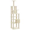 vidaXL Cat Tree with Sisal Scratching Posts Cream 183 cm