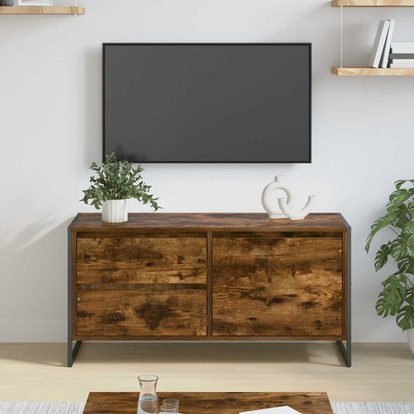 vidaXL TV Cabinet Smoke Oak 100 x 36 x 49.5 cm Engineered Wood