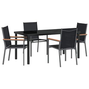 vidaXL Garden Dining Set 5 pcs Black Powder-coated Steel
