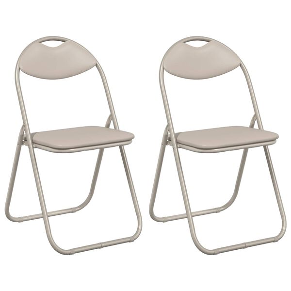 vidaXL Folding Chair 2 pcs Sand 48 x 43.5 x 81 cm Faux Leather