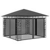 vidaXL Gazebo with Mosquito Net&LED String Lights 3x3x2.73m Anthracite