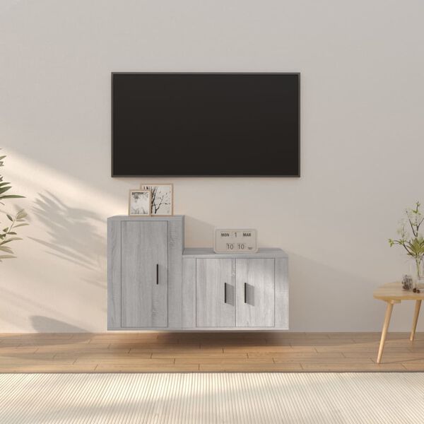 vidaXL 2 Piece TV Cabinet Set Grey Sonoma Engineered Wood