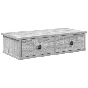 vidaXL Wall Shelf with Drawers Grey Sonoma 60x28x15 cm Engineered Wood