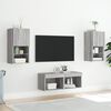 vidaXL 4 Piece TV Wall Cabinets with LED Lights Grey Sonoma