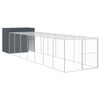 vidaXL Dog House with Run Anthracite 214x865x181 cm Galvanised Steel