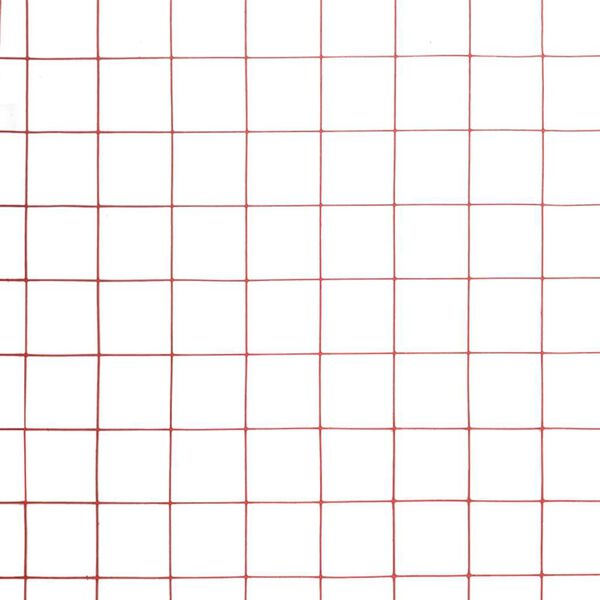 vidaXL Chicken Wire Fence Steel with PVC Coating 25x1 m Red