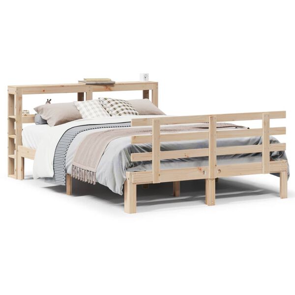 vidaXL Bed Frame with Headboard without Mattress 140x190 cm