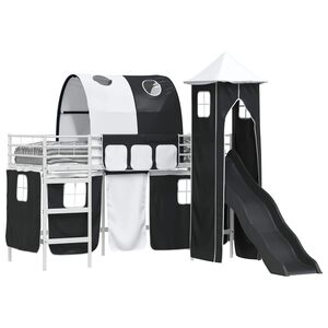 vidaXL Kids'Loft Bed Frame White and Black 74.5 x 190 cm Metal