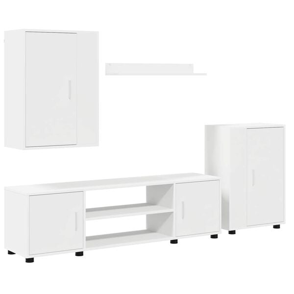 vidaXL TV Cabinet Set Wall-mounted 4 pcs White Engineered wood