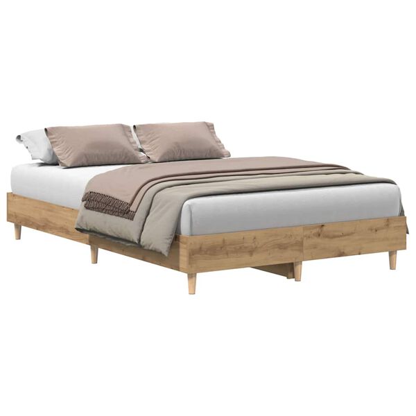 vidaXL Bed Frame No Mattress Artisan Oak 140x190 cm Engineered Wood