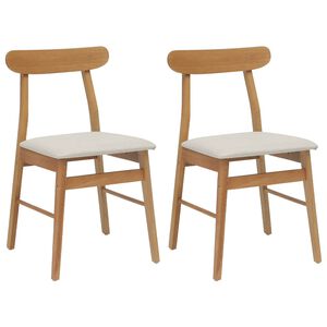 vidaXL Dining Chair 2 pcs Natural and Light Solid Rubber Wood