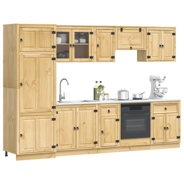 vidaXL Cabinet with Drawer SKI 9 pcs Honey Brown Solid Pine Wood