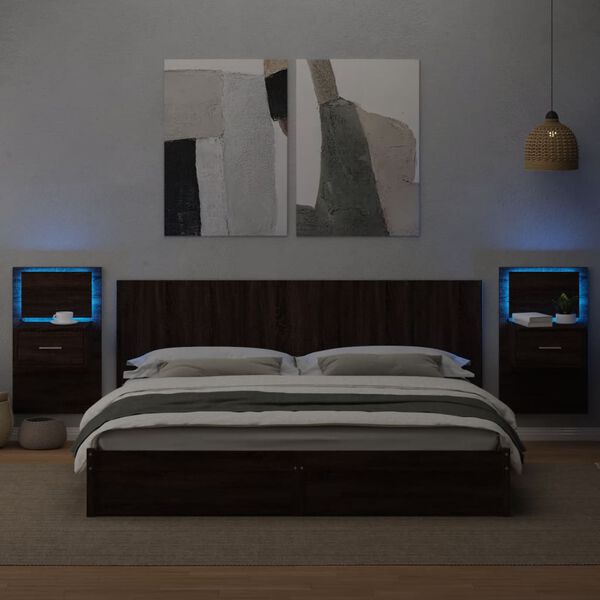 vidaXL Bed Headboard with Cabinets Brown Oak 200 cm Engineered Wood