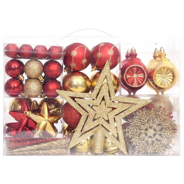 vidaXL 108 Piece Christmas Bauble Set Gold and Red