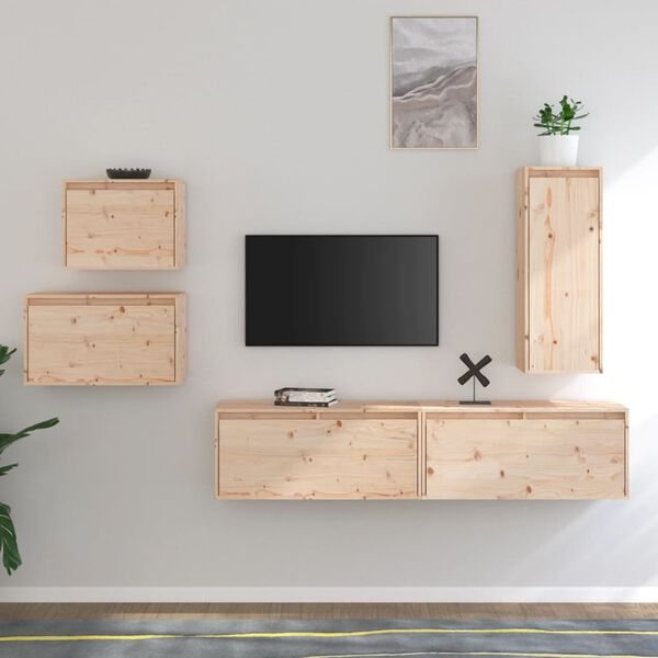 vidaXL TV Cabinets 5 pcs Solid Wood Pine