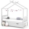 vidaXL Kids Bed Frame with a Drawer White Solid Pine Wood 80x160 cm
