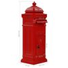 vidaXL Pillar Letterbox Aluminium Vintage Style Rustproof Red