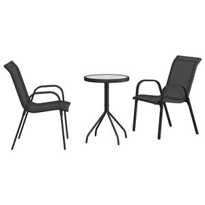 vidaXL Garden Bistro Set 3 pcs Black Steel