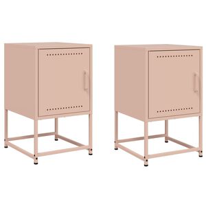vidaXL Bedside Cabinets 2 pcs Pink 36x39x60,5 cm Steel