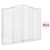 vidaXL Arched Gabion Baskets 11 pcs 200x30x160/180 cm Galvanised Iron
