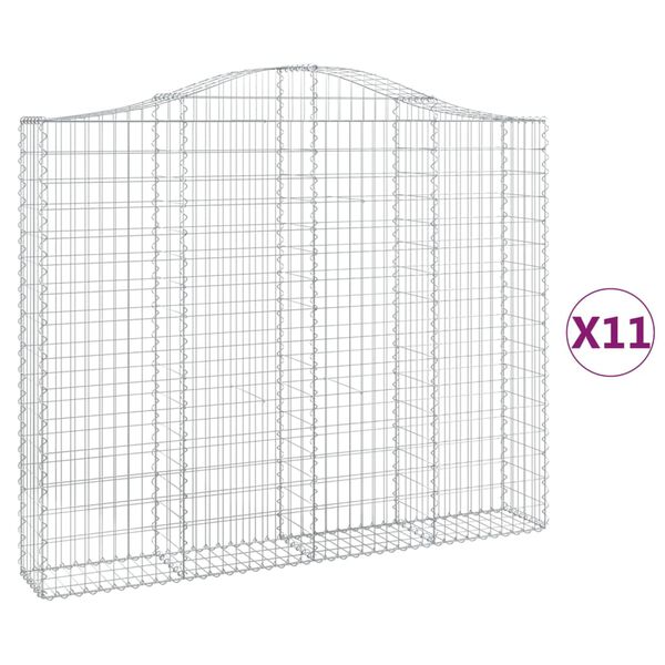 vidaXL Arched Gabion Baskets 11 pcs 200x30x160/180 cm Galvanised Iron