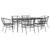 vidaXL 7 Piece Garden Dining Set Black Poly Rattan Glass