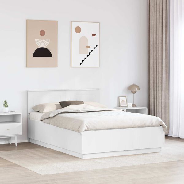 vidaXL Bed Frame with Headboard White 160 x 200 cm Engineered Wood
