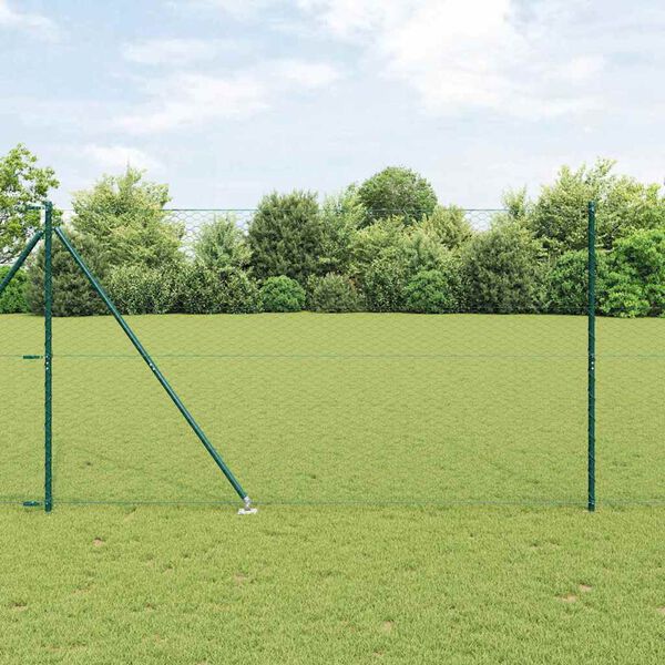 vidaXL Fence Post Green 10 x 1.6 m (36 mm mesh) Steel and PVC