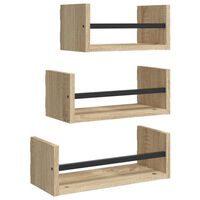 vidaXL 3 Piece Wall Shelf Set with Bars Sonoma Oak Engineered wood