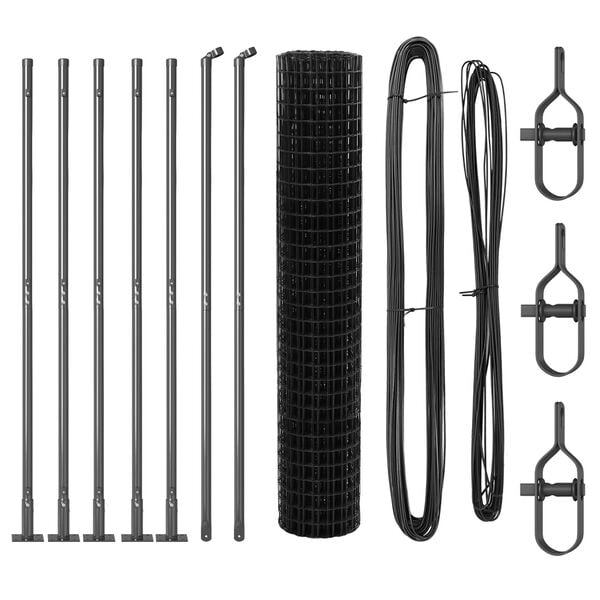 vidaXL Fence with Post Grey 1.6 x 10 m Steel and PVC