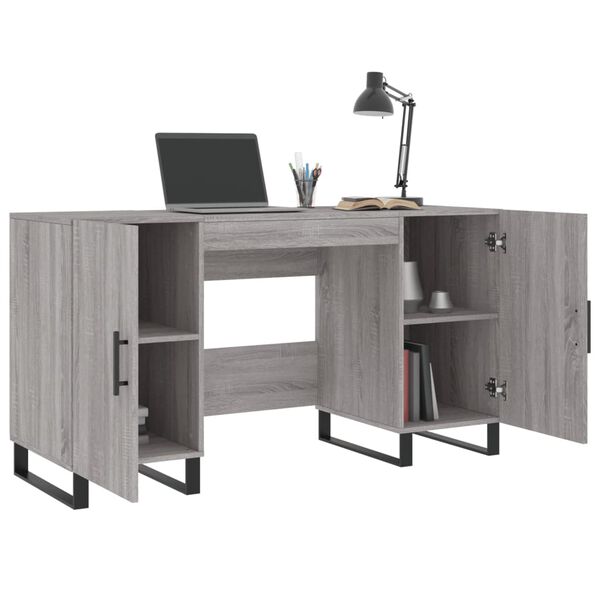 vidaXL Desk Grey Sonoma 140x50x75 cm Engineered Wood