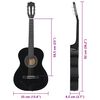 vidaXL Classical Guitar for Beginner and Kids Black 3/4 36"