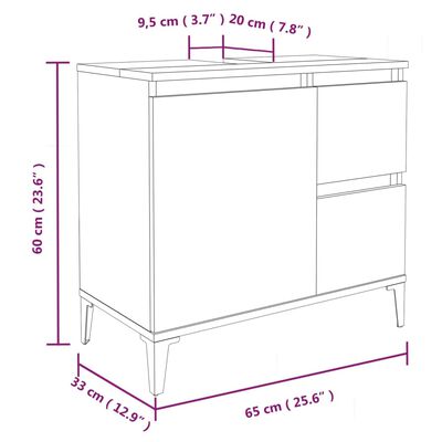 vidaXL Bathroom Cabinet Grey Sonoma 65x33x60 cm Engineered Wood