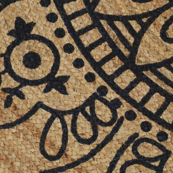 vidaXL Handmade Rug Jute with Dark Blue Print 150 cm