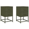 vidaXL Bedside Cabinets 2 pcs Olive Green 36x39x60.5 cm Steel
