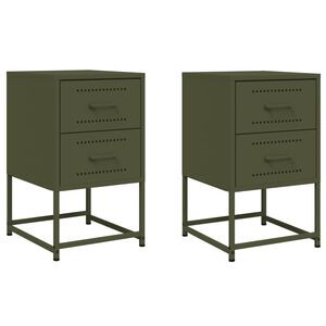 vidaXL Bedside Cabinets 2 pcs Olive Green 36x39x60.5 cm Steel