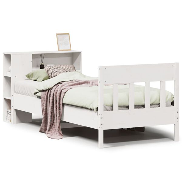 vidaXL Bookcase Bed without Mattress White 90x190 cm Single Solid Wood Pine