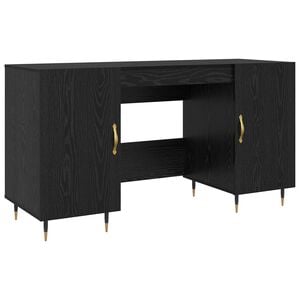 vidaXL Desk Black oak Engineered wood 140 x 50 x 75 cm