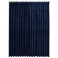 vidaXL Blackout Curtain with Hooks Velvet Dark Blue 290x245 cm