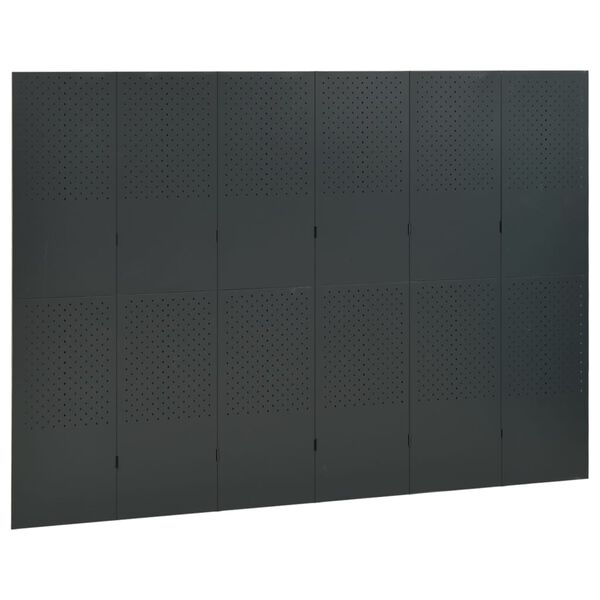 vidaXL 6-Panel Room Dividers 2 pcs Anthracite 240x180 cm Steel