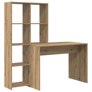 vidaXL Desk with Shelf Artisan Oak 138.5 x 55 x 143 cm Engineered Wood