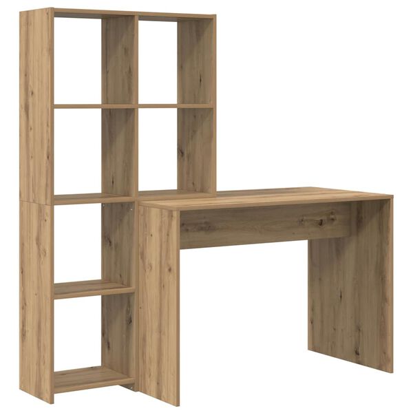 vidaXL Desk with Shelf Artisan Oak 138.5 x 55 x 143 cm Engineered Wood