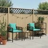 vidaXL Outdoor Furniture Set 3 pcs Black and Turquoise PE Rattan