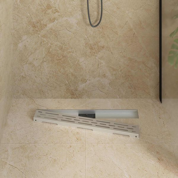 vidaXL Shower Drain with Line Design Silver 80 cm Stainless Steel 304