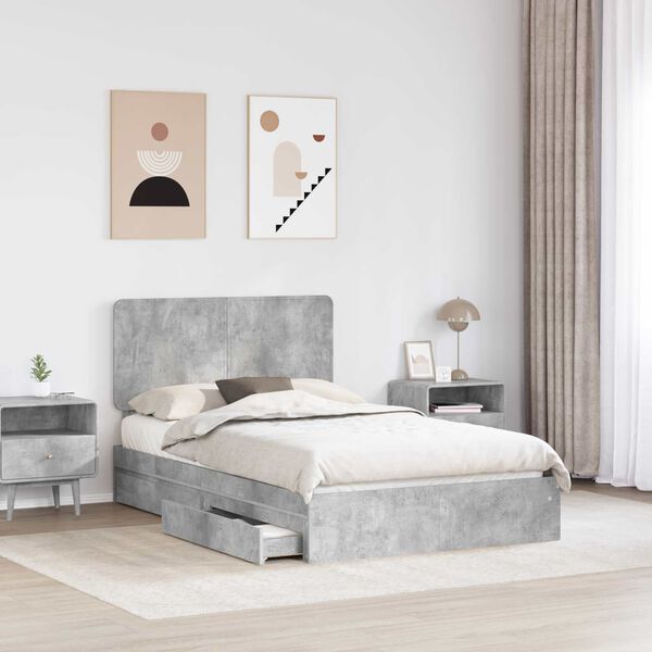 vidaXL Storage Bed Concrete Grey 135 x 190 cm Engineered Wood