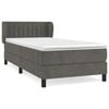 vidaXL Box Spring Bed with Mattress Dark Grey 90x190 cm Velvet