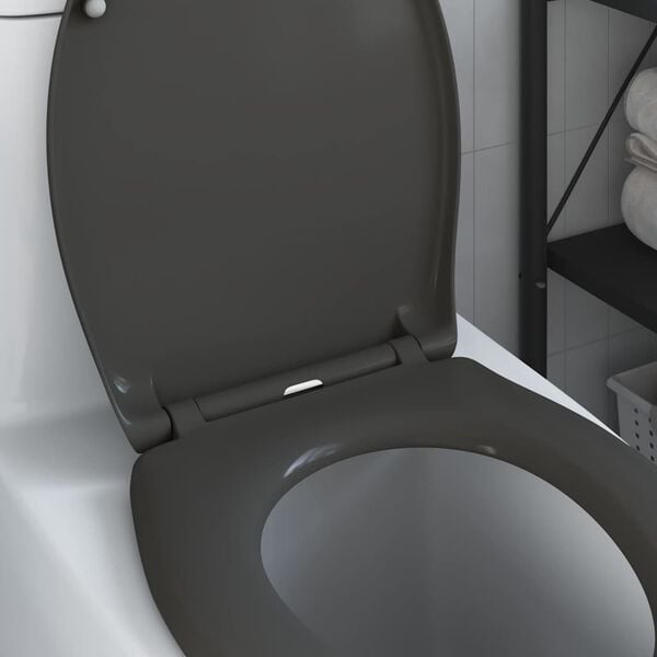 vidaXL Toilet Seat Anthracite 47 x 37 x 4 cm Duroplast