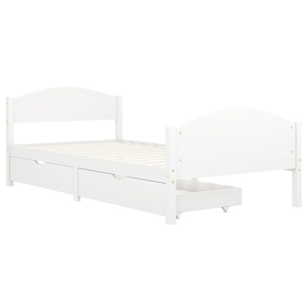 vidaXL Bed Frame without Mattress White Solid Wood 100x200 cm