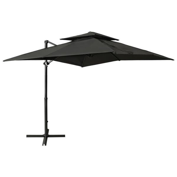 vidaXL Cantilever Garden Parasol with Double Top 250x250 cm Anthracite